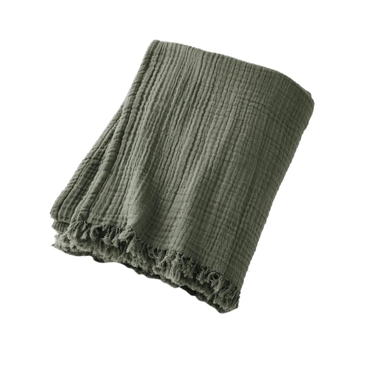 EMINZA Plaid gaze de coton (130 x 160 cm) Gaïa Vert romarin Best