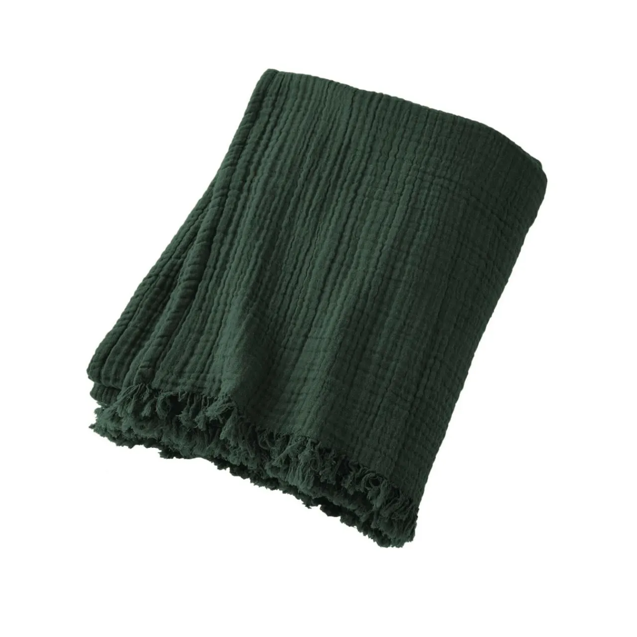 EMINZA Plaid gaze de coton (130 x 160 cm) Gaïa Vert sapin