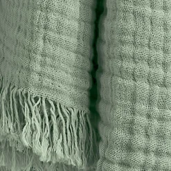 EMINZA Plaid gaze de coton (130 x 160 cm) Gaïa Vert Eucalyptus Outlet