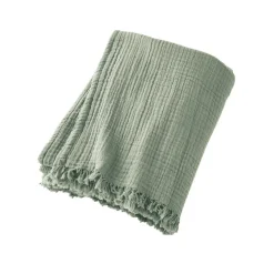 EMINZA Plaid gaze de coton (180 x 220 cm) Gaïa Vert Eucalyptus Best