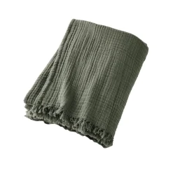 EMINZA Plaid gaze de coton (180 x 220 cm) Gaïa Vert romarin