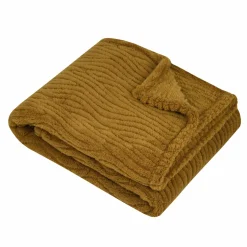 LOVELY CASA Plaid polaire (220 cm) Columbia Camel Hot