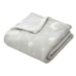 Atmosphera createur d'interieur for kids Plaid polaire phosphorescent enfant (125 x 150 cm) Voie lactée Gris clair Clearance
