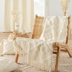 douceur d'intu017drieur Plaid polycoton tufté (125 x 150 cm) Inca Beige Best