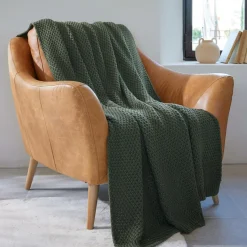 EMINZA Plaid tricot (125 x 150 cm) Tessa Vert kaki Outlet