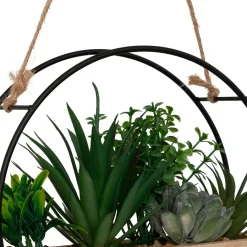 Atmosphera, cru017dateur d'intu017drieur Plantes artificielles dans support en bois à suspendre (D20 cm) Family production Vert