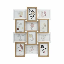 EMINZA Pêle-mêle mural 12 photos bois (H59 cm) Zola Beige Discount