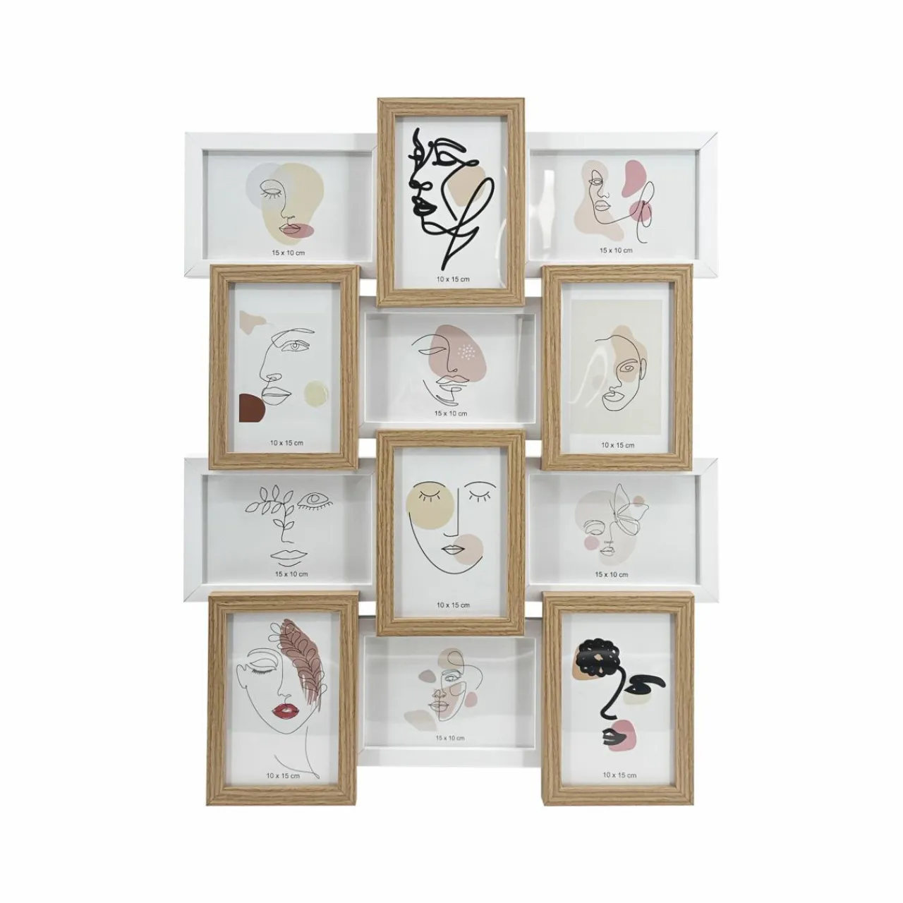 EMINZA Pêle-mêle mural 12 photos bois (H59 cm) Zola Beige Discount