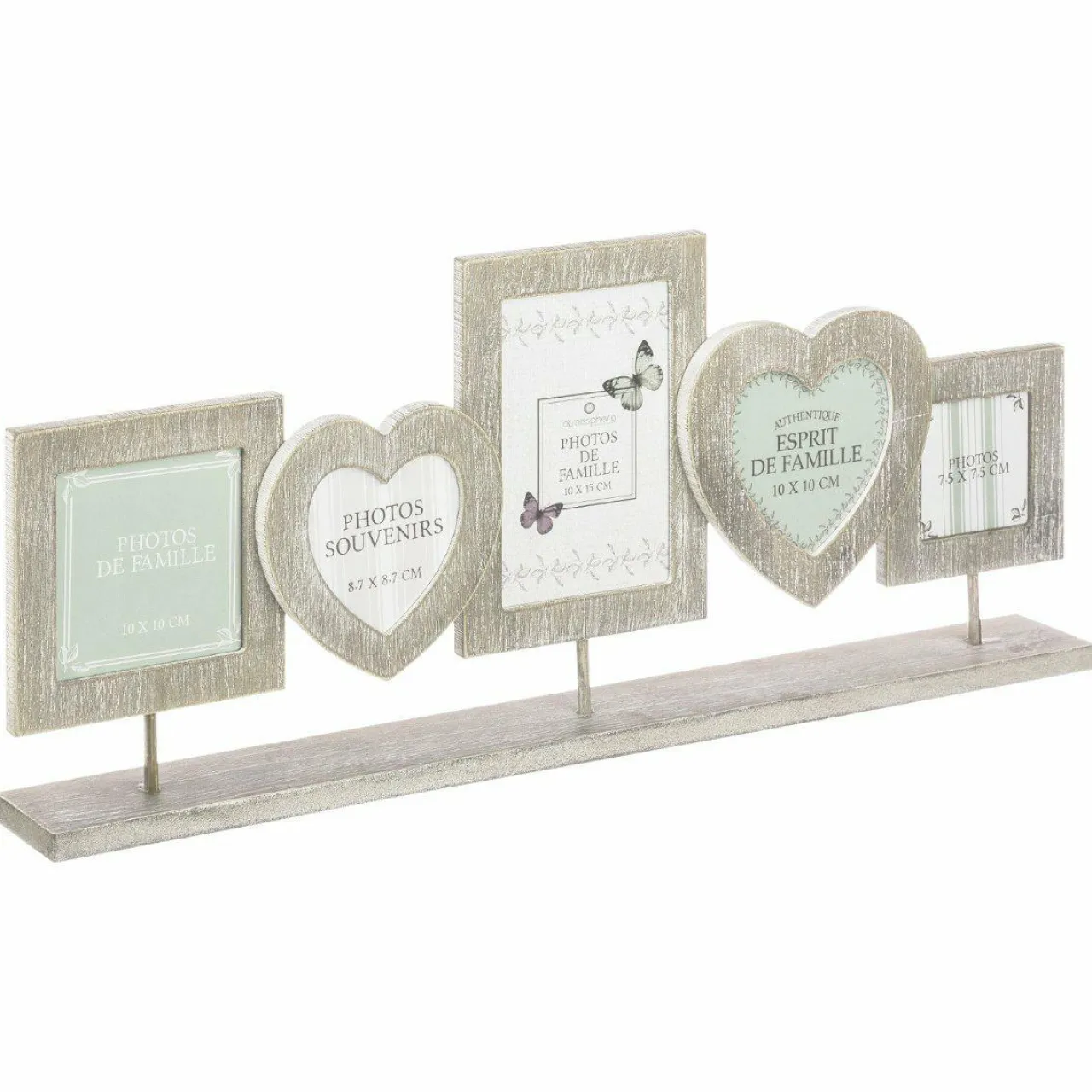 ATMOSPHERA Pêle-mêle 5 photos en bois (H22 cm) Esprit Campagne Gris Outlet