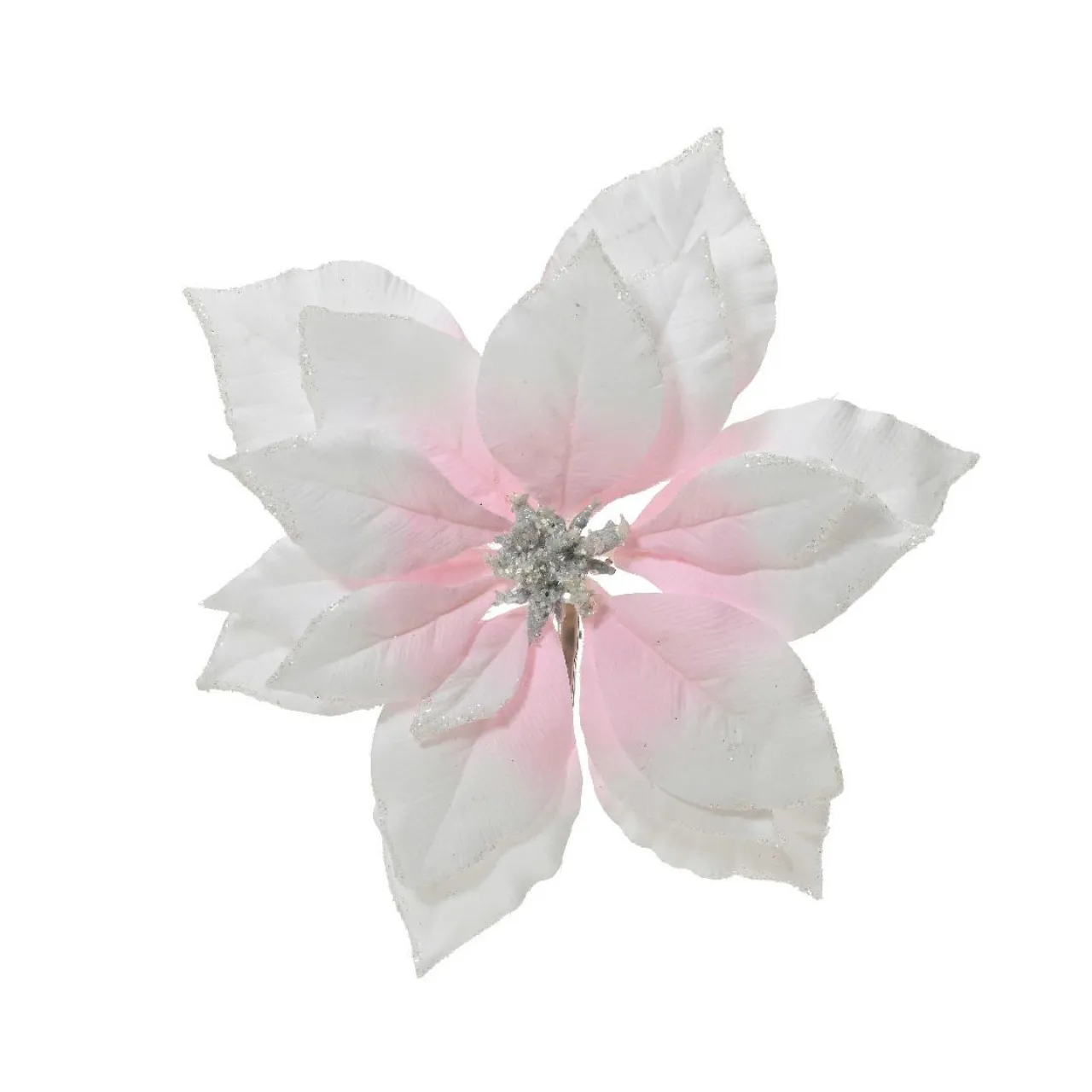 KAEMINGK Poinsettia de Noël en polyester (D24 cm) Venezia Blanc Hot