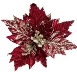 Feeric Lights & Christmas Poinsettia de Noël Kely sur clip (D25 cm) Rouge New