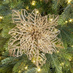 KAEMINGK Poinsettia de Noël paillettes sur clip (D23,5 cm) Or Outlet