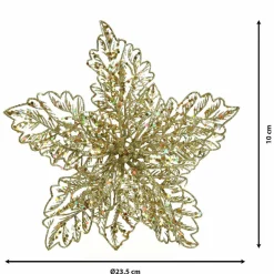 KAEMINGK Poinsettia de Noël paillettes sur clip (D23,5 cm) Or Outlet
