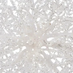 KAEMINGK Poinsettia de Noël paillettes sur clip (D23 cm) Blanc Clearance