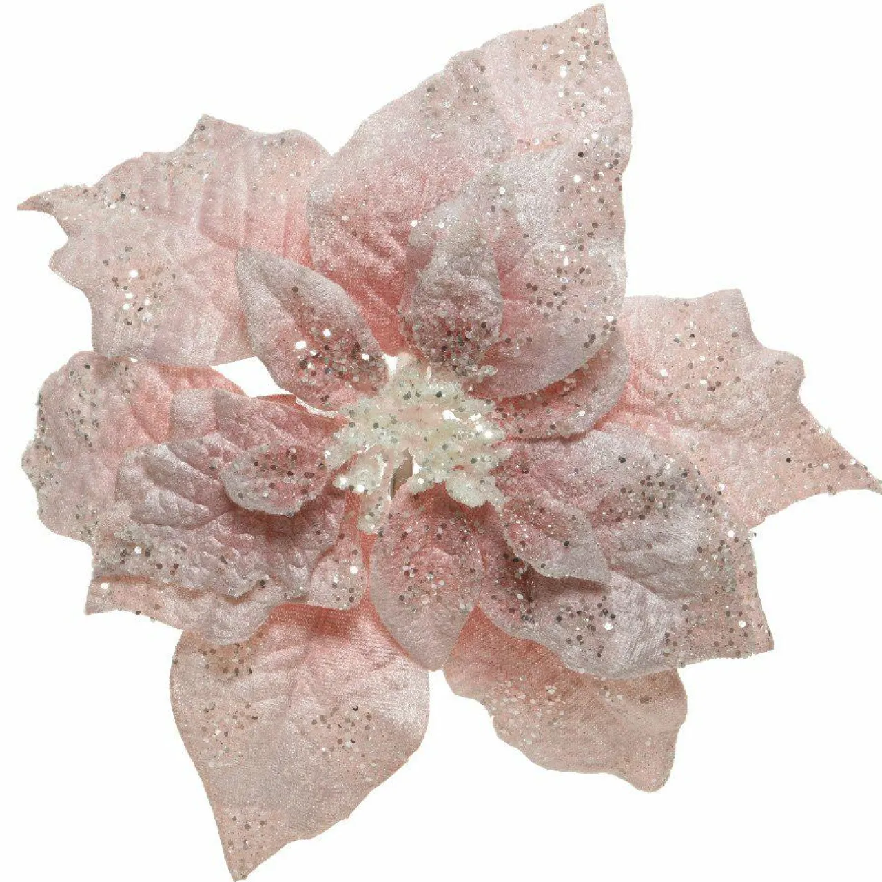 KAEMINGK Poinsettia de Noël Velours sur clip (D22 cm) Rose poudré Best
