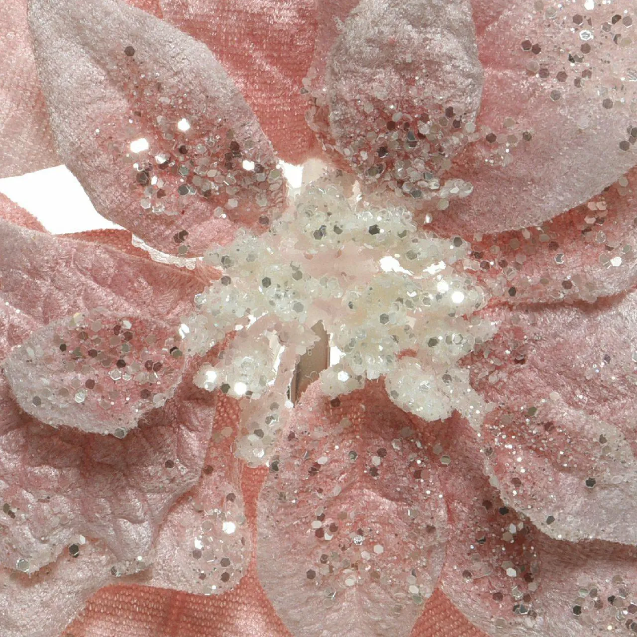 KAEMINGK Poinsettia de Noël Velours sur clip (D22 cm) Rose poudré Best