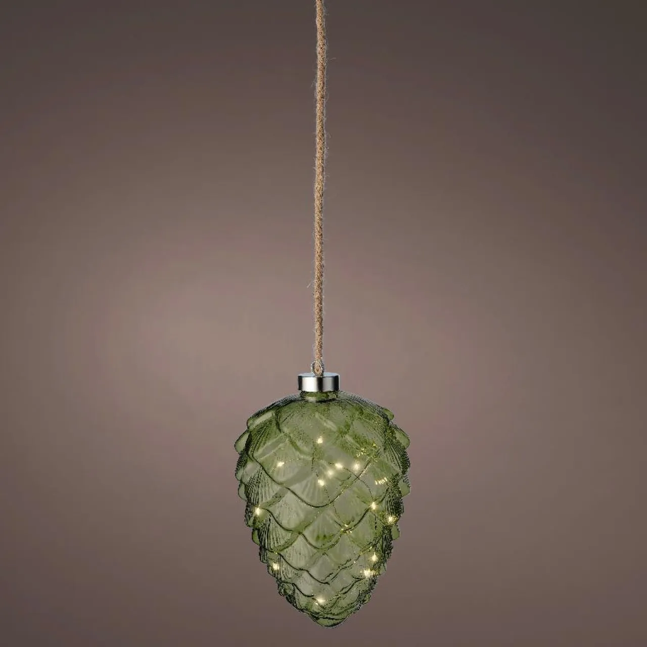 KAEMINGK Pomme de pin lumineuse en verre à piles 15 LED (H21 cm) Vintage Thé /blanc chaud Vert Best