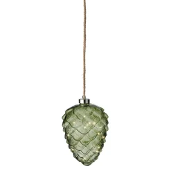 KAEMINGK Pomme de pin lumineuse en verre à piles 15 LED (H21 cm) Vintage Thé /blanc chaud Vert Best