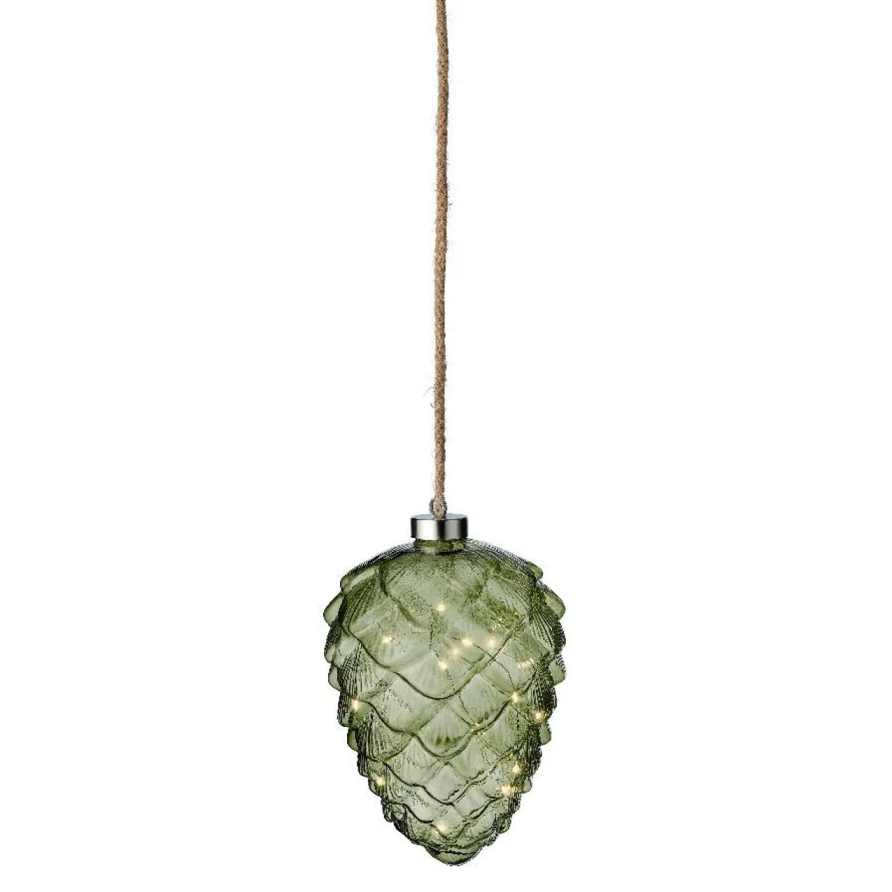 KAEMINGK Pomme de pin lumineuse en verre à piles 15 LED (H21 cm) Vintage Thé /blanc chaud Vert Best
