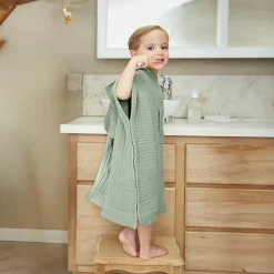 EMINZA Poncho de bain enfant gaze de coton 2/5 ans Gaïa Vert Eucalyptus Sale