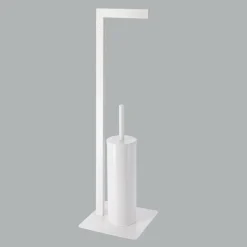 TENDANCE Porte papier toilette et brosse WC Métal Blanc Best