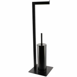 TENDANCE Porte-papier toilettes et brosse WC Métal Noir Hot