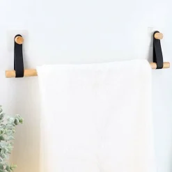 TENDANCE Porte serviette adhésif 1 barre (50 cm) Easy Chic Noir Best