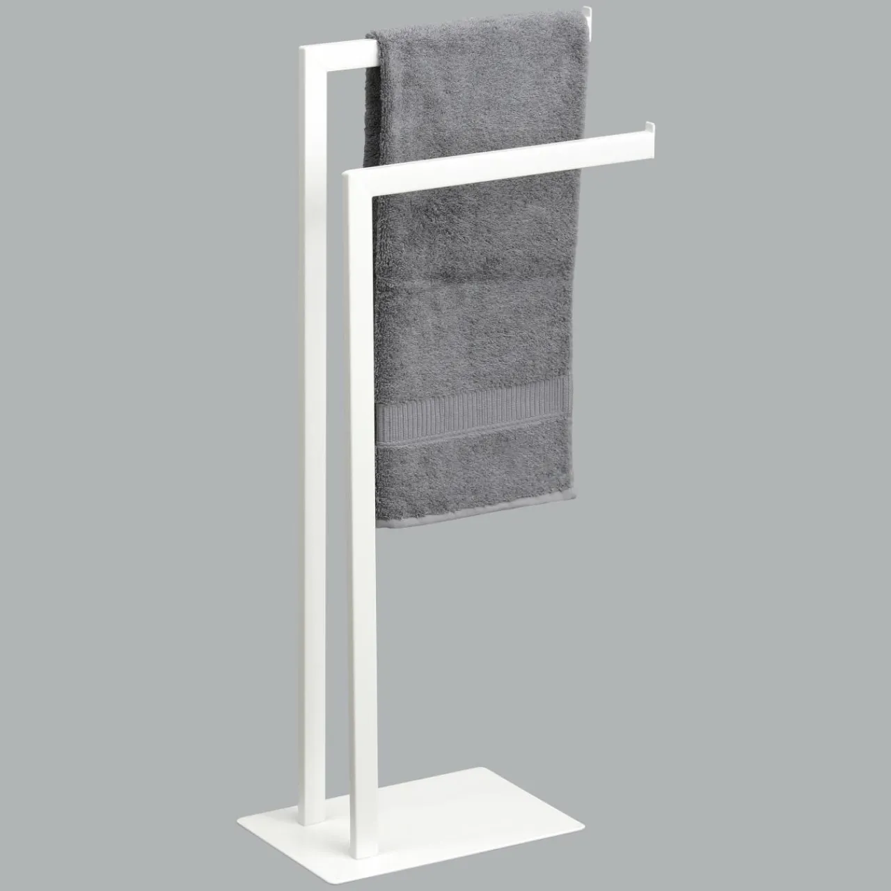 TENDANCE Porte serviette 2 barres (H81 cm) Métal Blanc Outlet