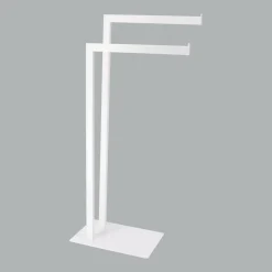 TENDANCE Porte serviette 2 barres (H81 cm) Métal Blanc Outlet