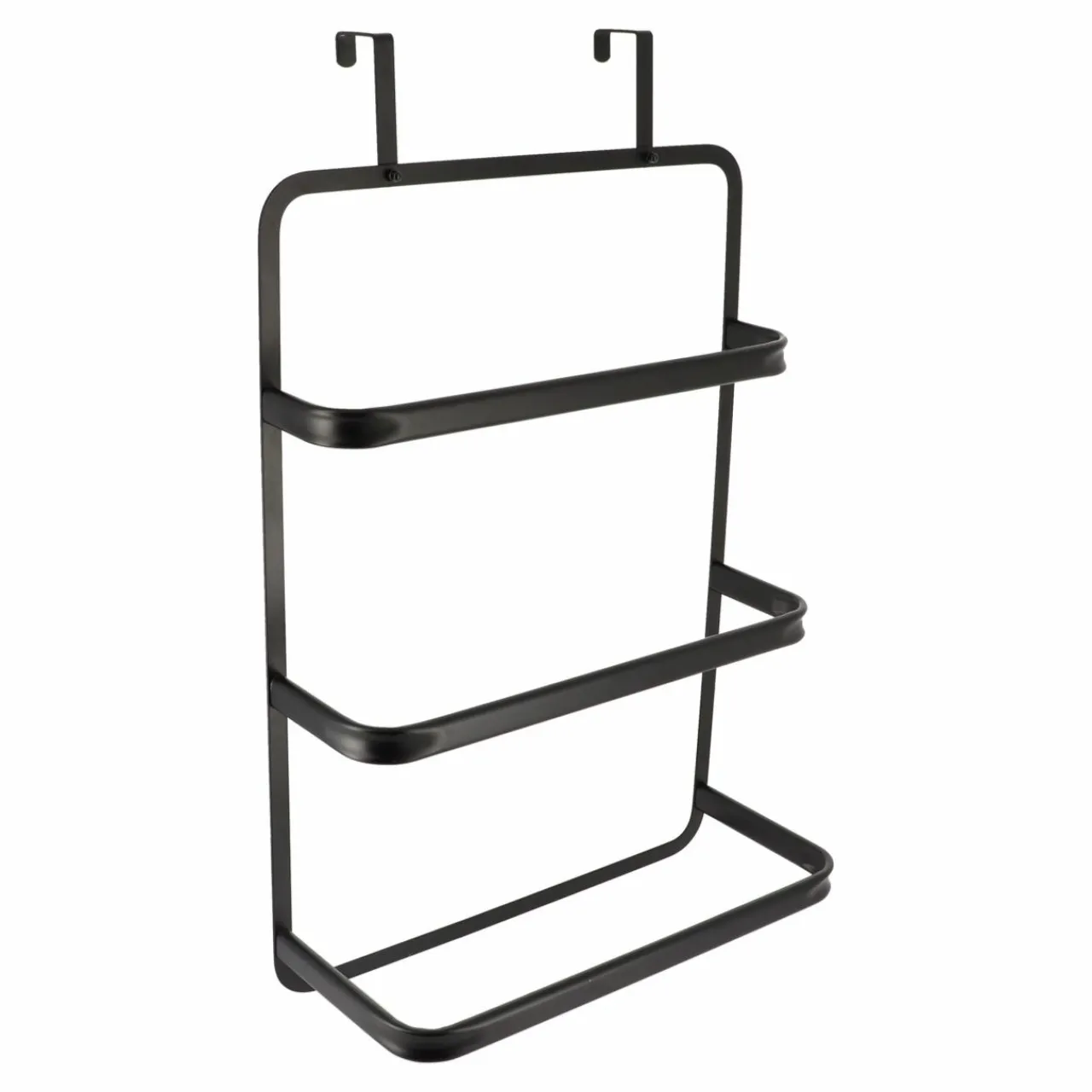 TENDANCE Porte serviette sur porte 3 barres (42 x H69 cm) Métal Noir Hot