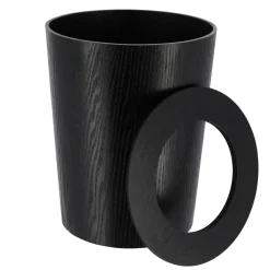 TENDANCE Poubelle salle de bain façon bois Scandi Noir Online