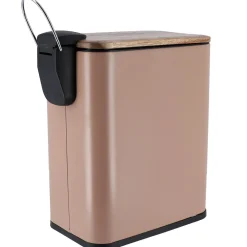 TENDANCE Poubelle salle de bain métal et acacia Season color Caramel New