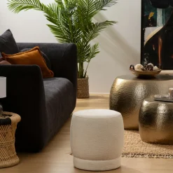 Atmosphera, cru017dateur d'intu017drieur Pouf bouclette (D39 cm) Améa Blanc Clearance