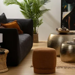 Atmosphera, cru017dateur d'intu017drieur Pouf bouclette (D39 cm) Améa Orange Sale