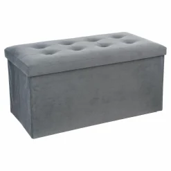 ATMOSPHERA Pouf de rangement double Lysandre Velours Gris Outlet