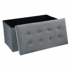 ATMOSPHERA Pouf de rangement double Lysandre Velours Gris Outlet
