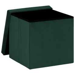 ATMOSPHERA Pouf pliable simple velours ( 38 x 38 cm) Tess Vert Discount