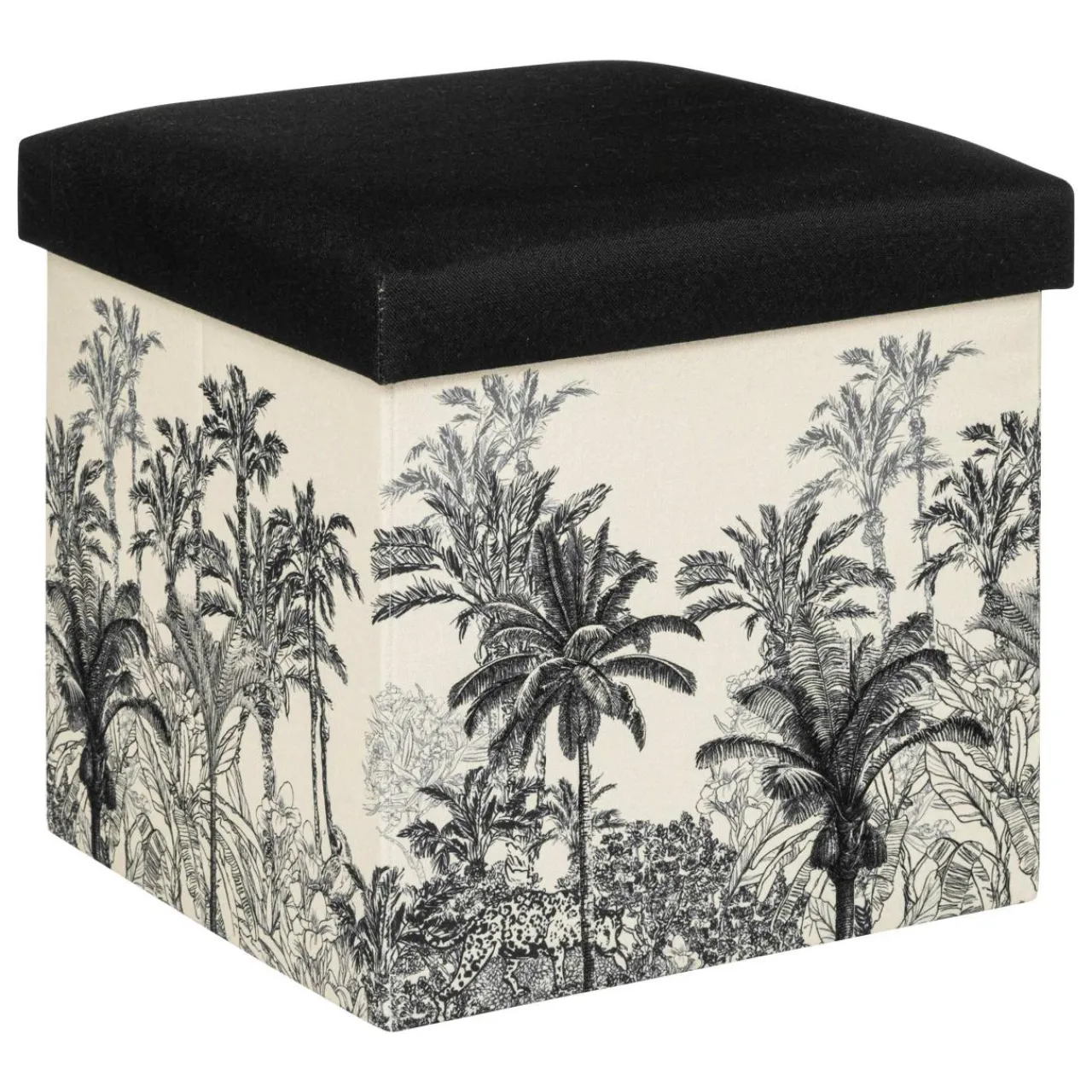 ATMOSPHERA Pouf pliant Benicio et Blanc Noir Discount