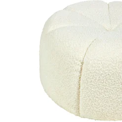 OSTARIA Pouf rond bouclette (D40 x H22 cm) polaire Blanc