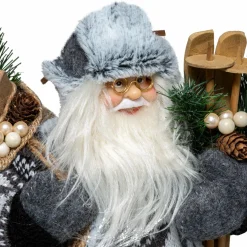 Feeric Lights & Christmas Père Noël déco Traditionnel (H30 cm) Arnold Gris Hot