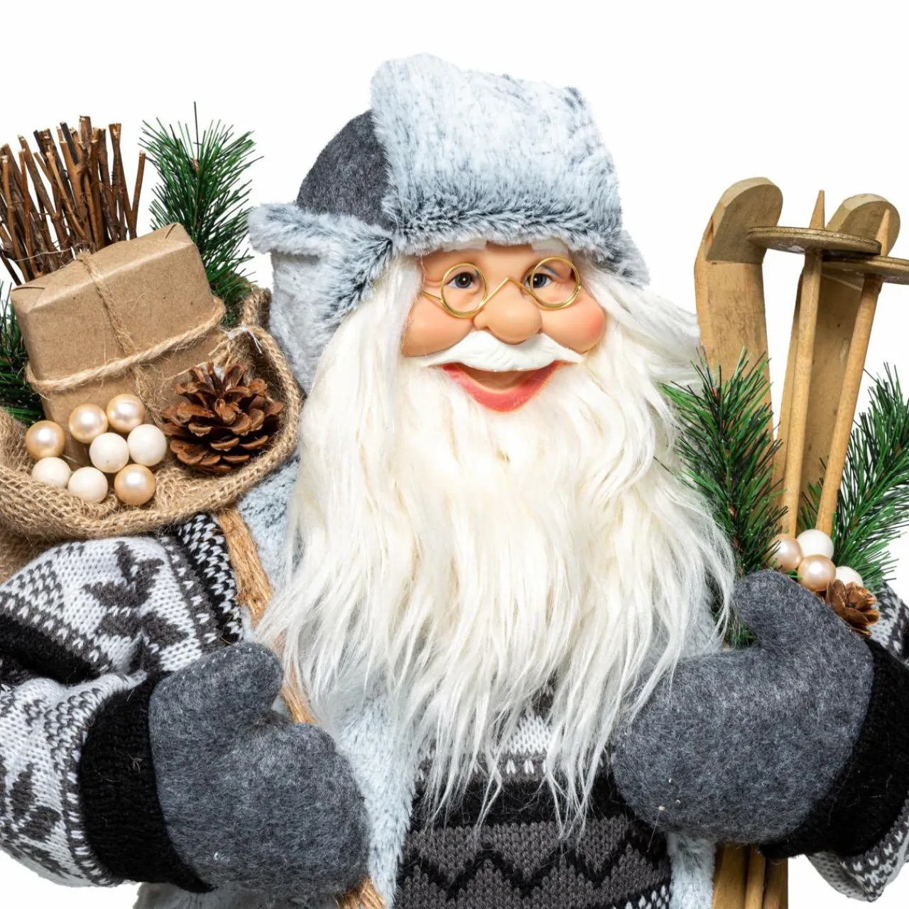 Feeric Lights & Christmas Père Noël déco traditionnel (H120 cm) Arnold Gris Best