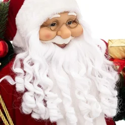 Feeric Lights & Christmas Père Noël déco traditionnel (H124 cm) Velours Rouge Discount
