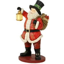 KAEMINGK Père Noël Géant sur piles (H166 cm) Klaus et sa lanterne illuminée Rouge Outlet