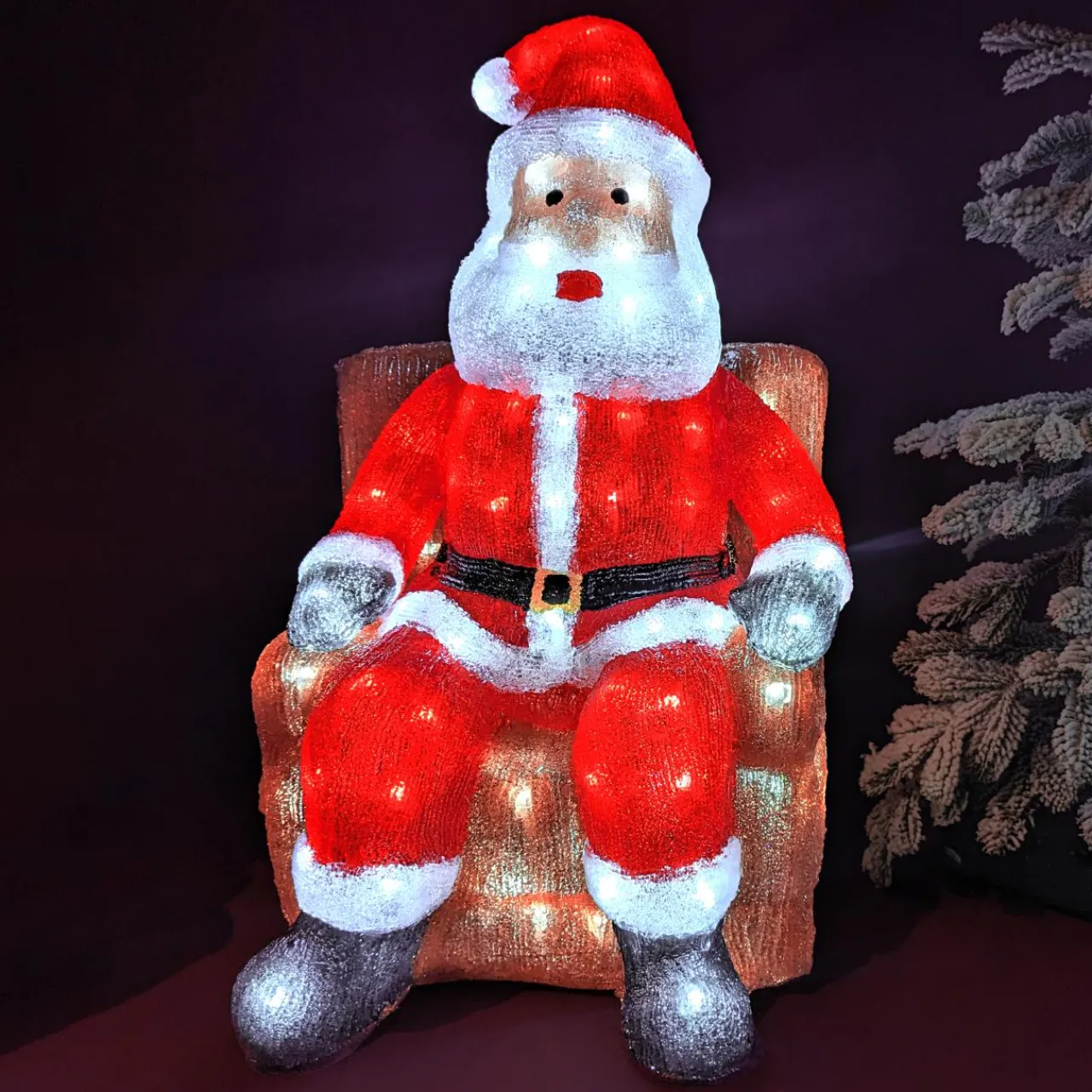 EMINZA Père Noël lumineux assis 100 LED (H60 cm) Blanc froid Outlet