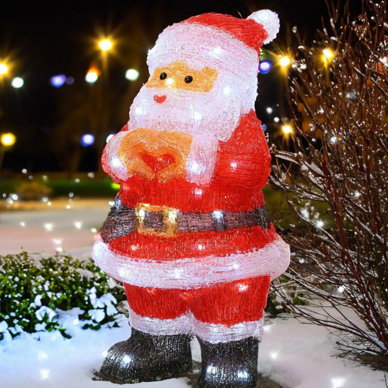 EMINZA Père Noël lumineux 60 LED (H41 cm) Billy Blanc froid Discount