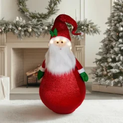 KOOPMAN Père Noël lumineux à piles (H120 cm) Pliable pailleté Rouge Outlet