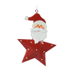 KAEMINGK Père Noël à suspendre en métal (H12 cm) Étoile et pois Rouge Hot