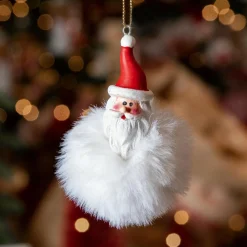 KAEMINGK Père Noël à suspendre (H8 cm) Doudou Blanc Discount