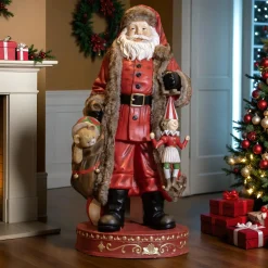 EMINZA Père Noël traditionnel Géant (H166 cm) Klaus et les cadeaux Rouge New