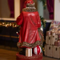 EMINZA Père Noël traditionnel Géant (H166 cm) Klaus et les cadeaux Rouge New